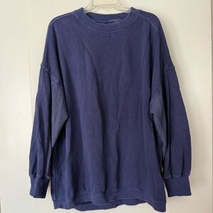 Aerie Getaway Crewneck Sweatshirt Navy Blue